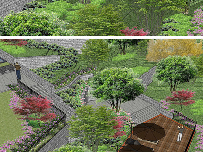 現代別墅園林景觀SU模型